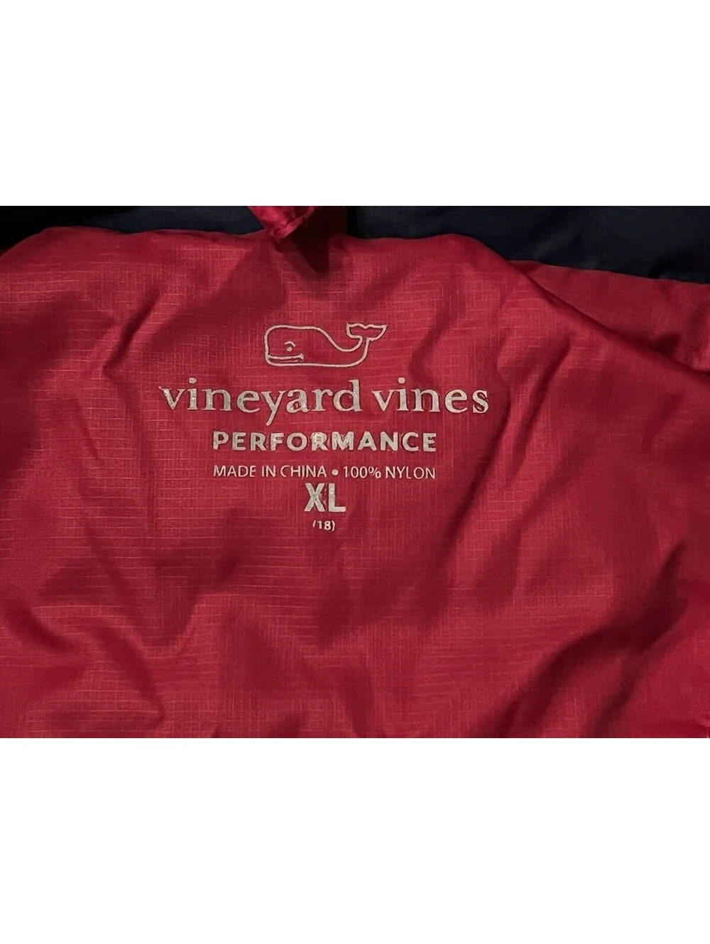 Vineyard Vines Grid Fleece Mountain Weekend Insulated Vest Red/Navy Kids Size XL
